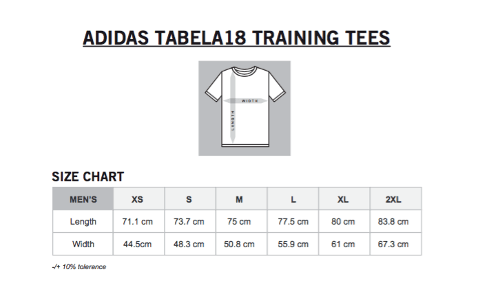 Adidas Shirt Size Chart Cm